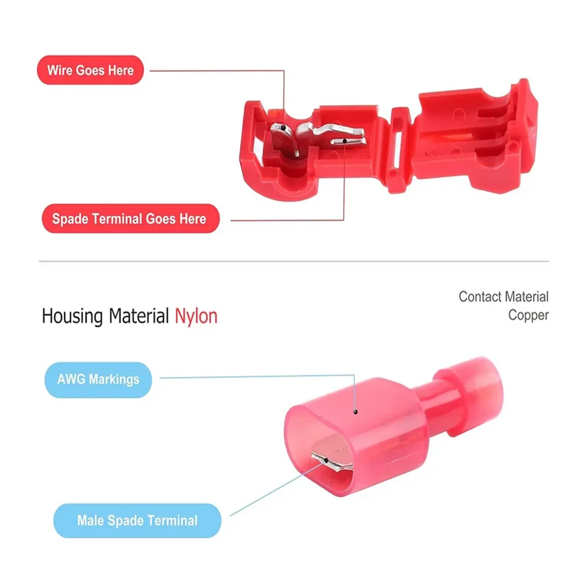 120/240PCS T Tap Wire Terminals Self-Stripping Quick Connecting Splice Electrical Wire Connectors Insulated Male