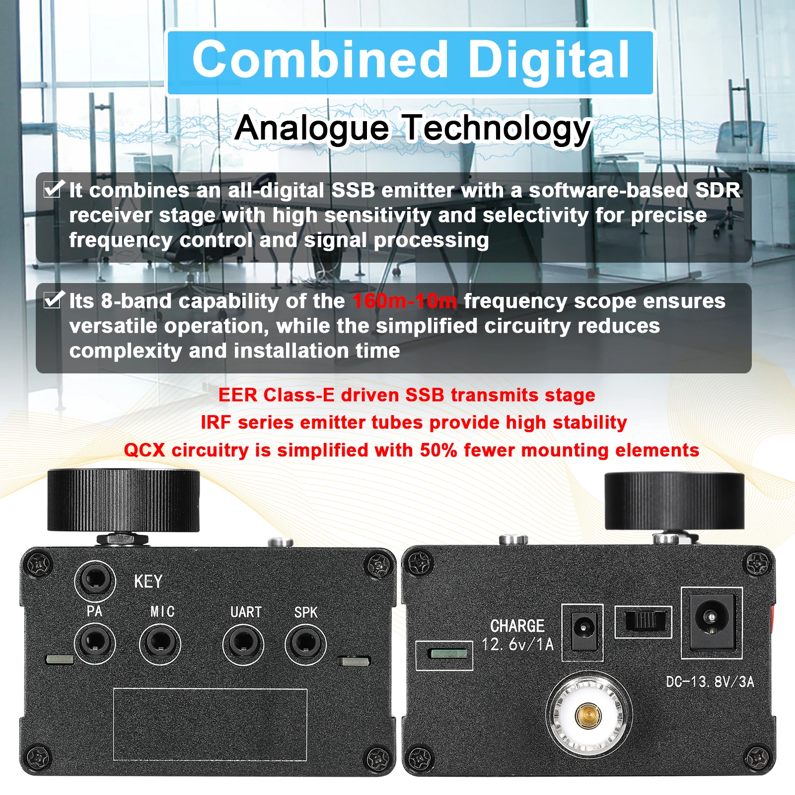 USDX QRP uSDX 8 Bands SDR All Mode High Frequency SSB QRP Transceiver with Power and SWR Indicator SDR Transceiver