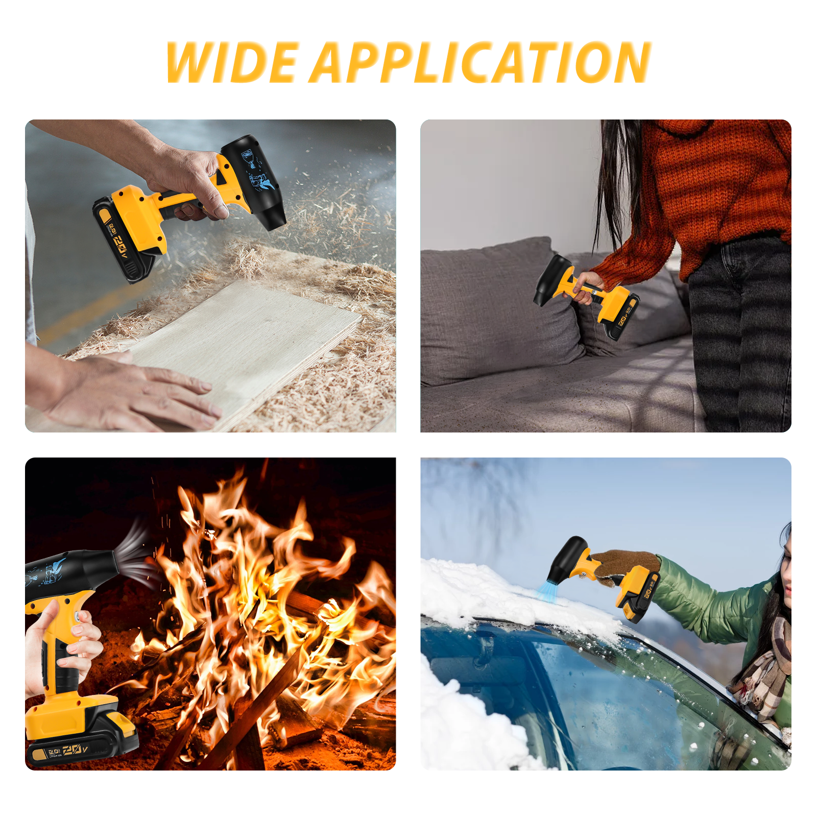 Jet Blower Brushless Violent Turbo Fan 130000RPM 4-Speed Control Wireless Handheld Fan For Dewalt 20V Battery (No Battery)