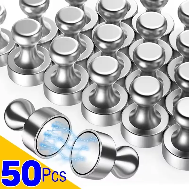 Chinchetas magnéticas de neodimio para pizarra blanca, imanes fuertes, chinchetas para nevera, almacenamiento para oficina y escuela, 50-1 Uds.