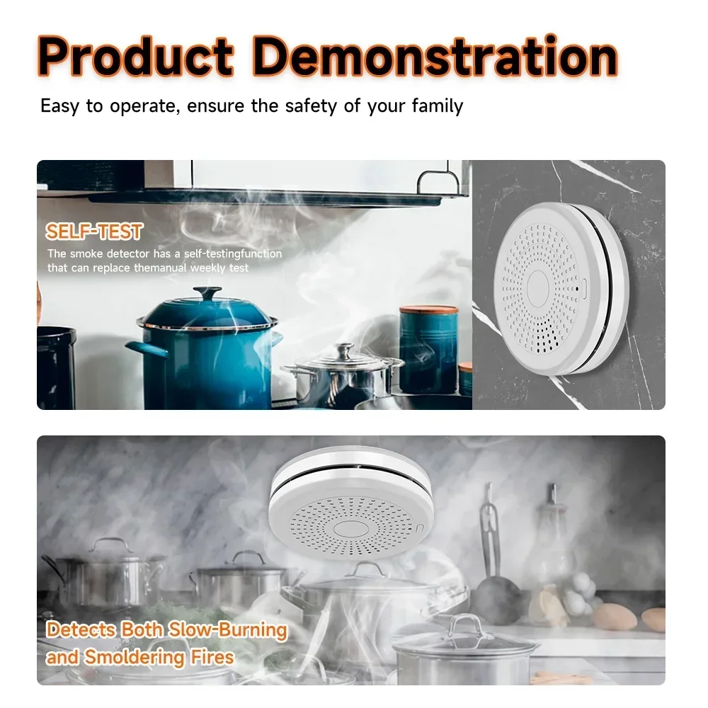 Tuya Zigbee 2 In 1 Version Intelligent carbon monoxide and smoke detector, smart home gas leakage alarm