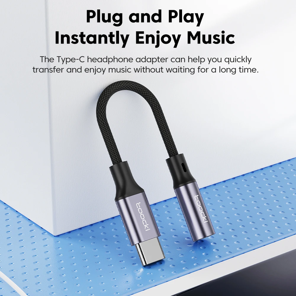 Toocki Typ C auf 3,5 mm Kopfhörer-Audiokabel, Kopfhörer-Adapter, USB C auf 3,5 mm Klinke, Audio-AUX-Kabel für Xiaomi 13, Huawei, Samsung