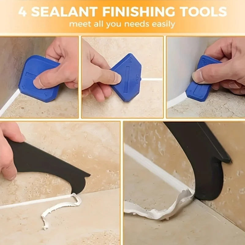 Conjunto de ferramentas para calafetagem com cabeças de metal e silicone - Aplicador manual de selante para acabamento de precisão, construção plástica durável