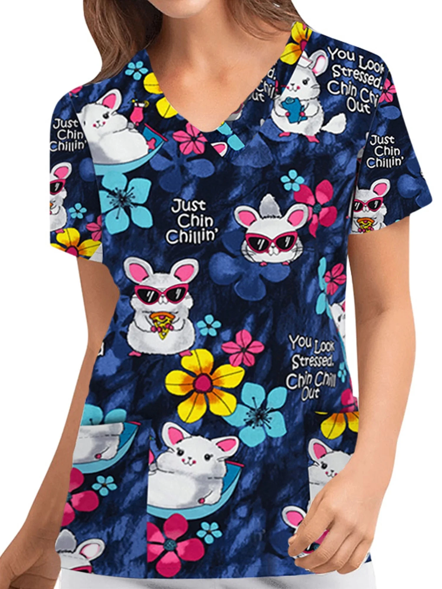 Nursing V Para Mujer Uniform De Veterinary Dental Enfermera Blusa T-Shirt mit Blusen und Blusen für Damen