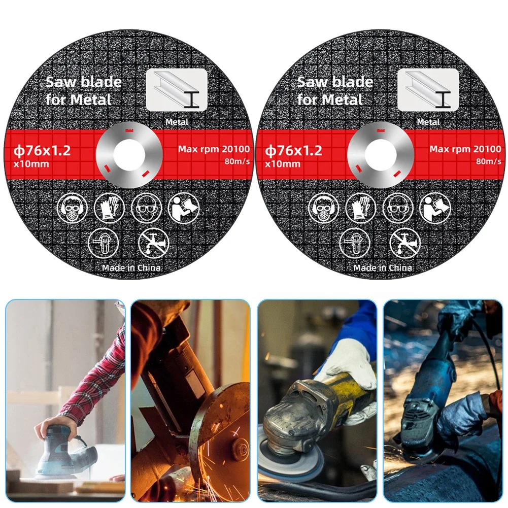1/10 Stuks 76Mm Metalen Snijschijven Slijtvastheid Afgesneden Cirkel Wielen Bladen Snijwielen Haakse Slijper Accessoires