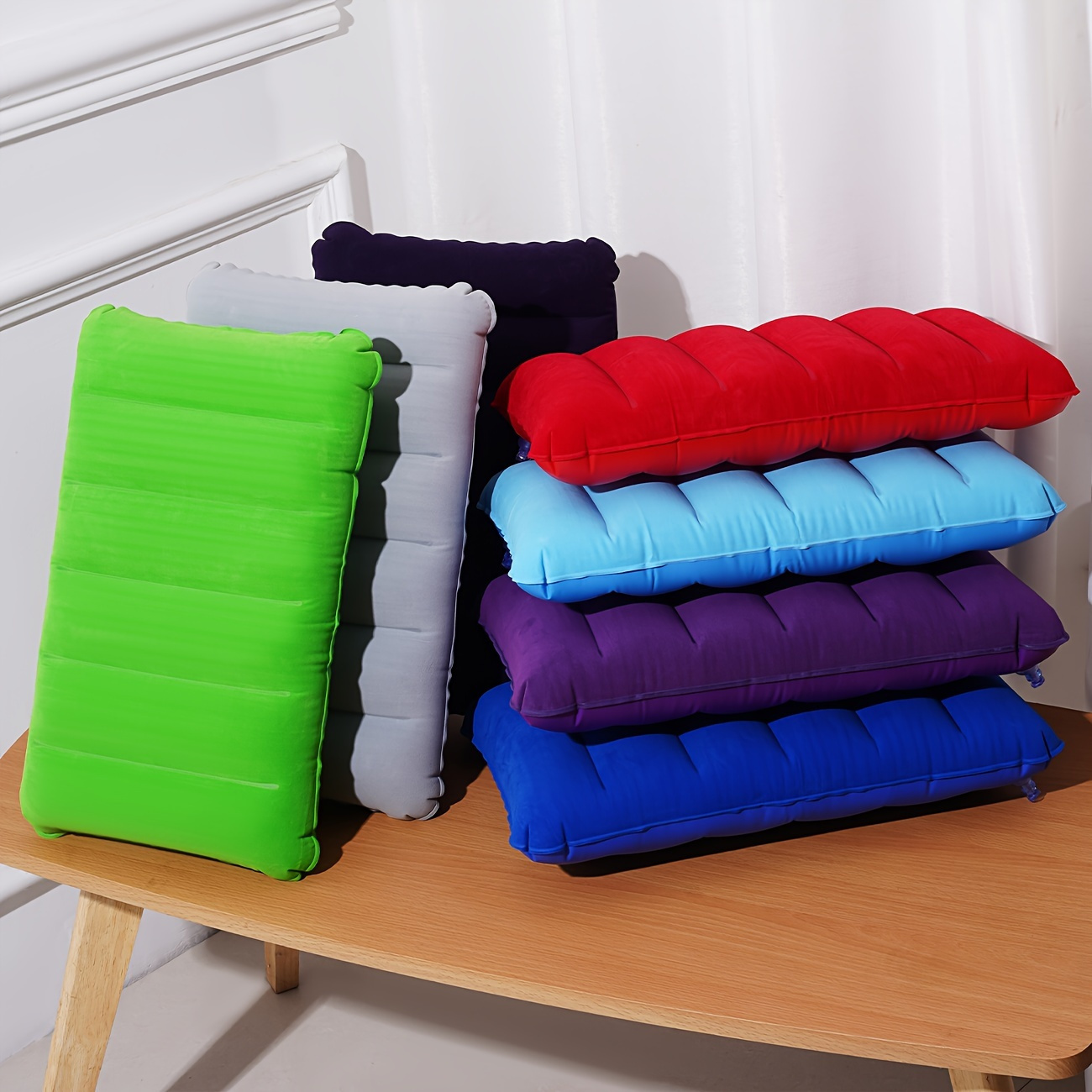 1pc Aufblasbare Quadratische Kissen Outdoor Camping Business Reise Neck Kissen Tragbare Komfortable Kissen Kissen