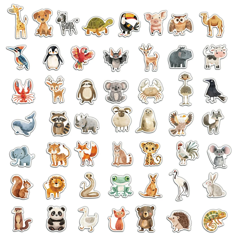10/30/50pcs 귀여운 만화 어린이 책 그림 동물 낙서 스티커 노트북 전화 냉장고 미적 스티커 어린이 장난감
