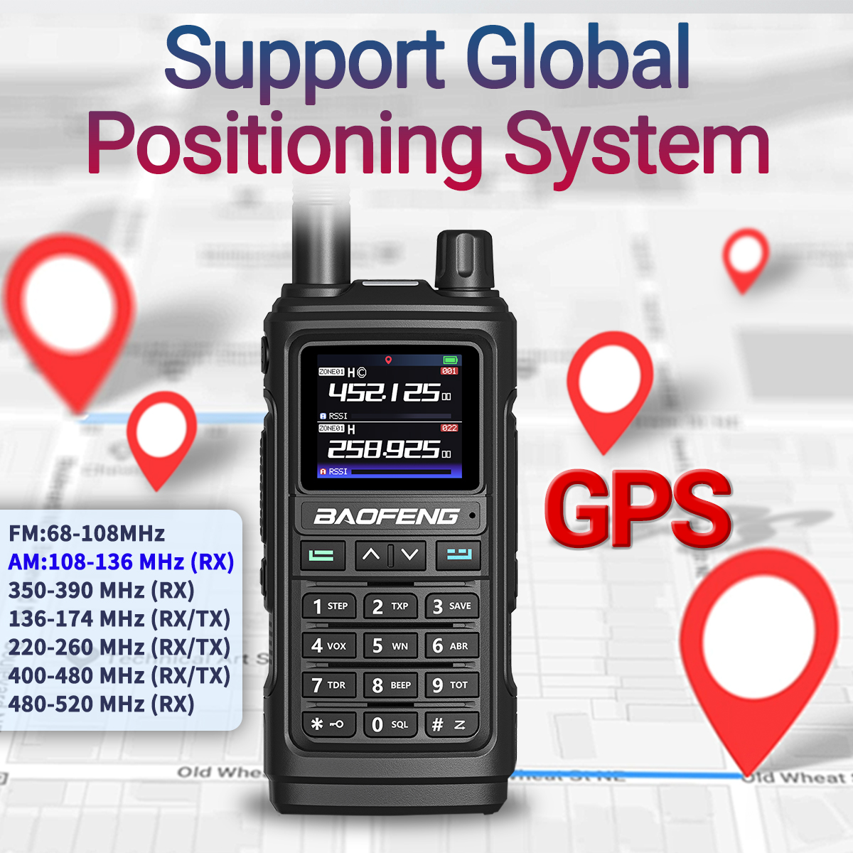 Baofeng UV 17 PRO GPS Air Band Walkie Talkie 999CH Wireless Copy Frequency NOAA Six Bands Amateur Ham Two Way Radio for Hunting
