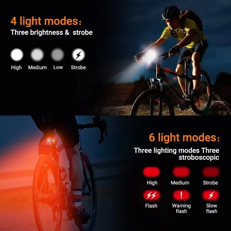 Luzes noturnas para bicicleta, lanternas traseiras ultrabrilhantes à prova d'água multimodo para mountain bike, mini lanternas, acessórios para bicicleta