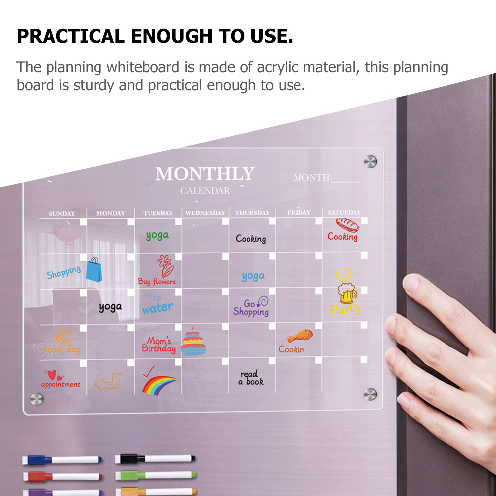 Magnetic Weekly Planner Board ตารางรายวันไวท์บอร์ดแม่เหล็กดึงดูดตู้เย็นอะคริลิค Dry Erase Clear ตู้เย็น Planning