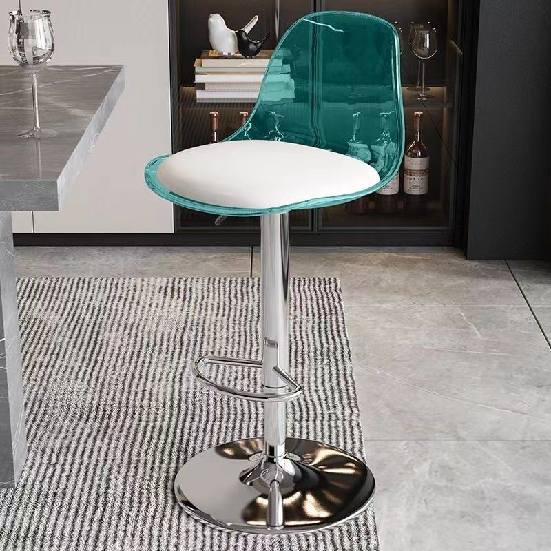 Sillas de barra de pie alto transparentes, silla con respaldo para recepción, tienda de té de la leche informal, taburete de acrílico, sillas de comedor con elevación ajustable
