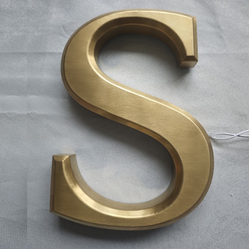 Logotipo personalizado de acero inoxidable de color dorado 3D para exteriores, letrero 3D de color oro rojo rosa, logotipo de metal 3D, letreros de tienda de negocios