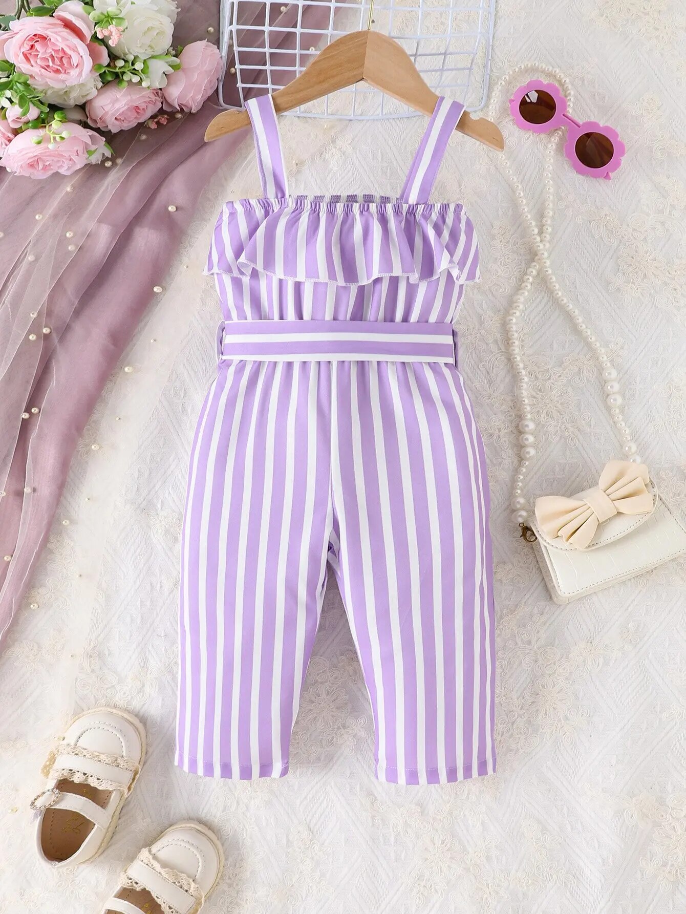Estate neonata nuovo stile straniero cintura dolce e carina strisce viola comodo e traspirante stile vacanza al mare