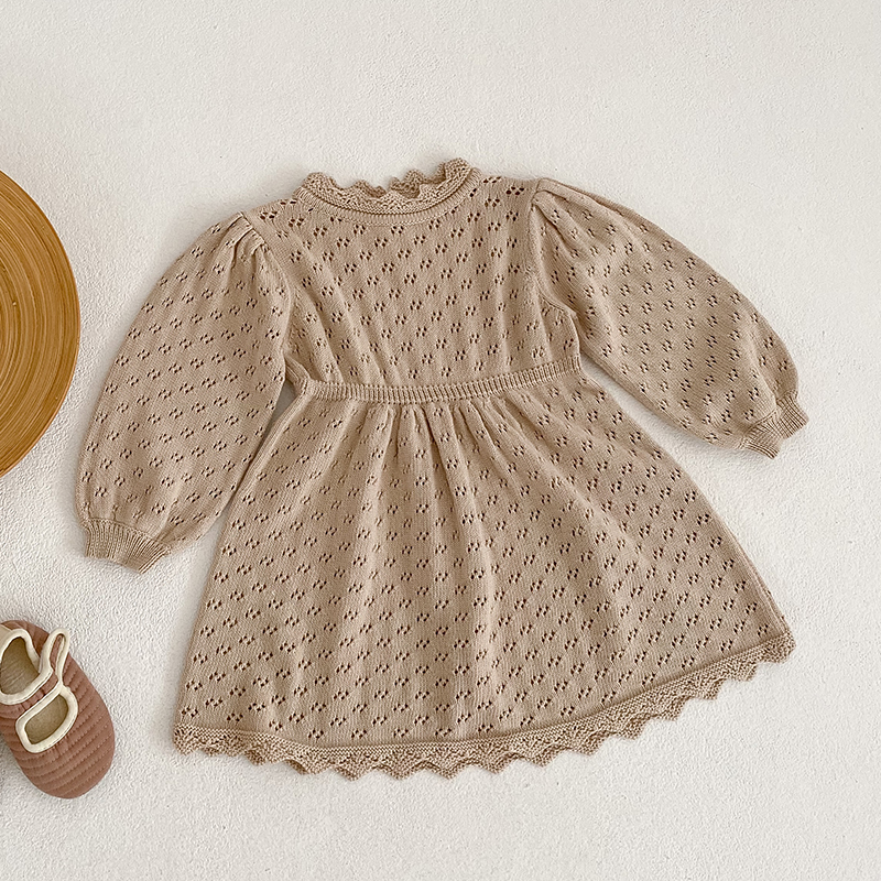 Neugeborene Mädchen Langarm Spitze Schwester Anzug Strick Stram pler Kleid Tops Säugling Overall Kinder Baby Mädchen Stram pler Kleidung