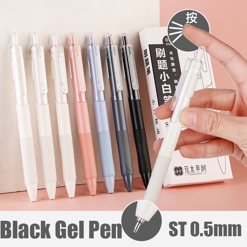 ST Preto Recargas Gel Pen, recargas, escrita suave Ink Pen, artigos de papelaria Estudante, bonito Arte Canetas, Kawaii, 5 Pcs, 0,5 milímetros