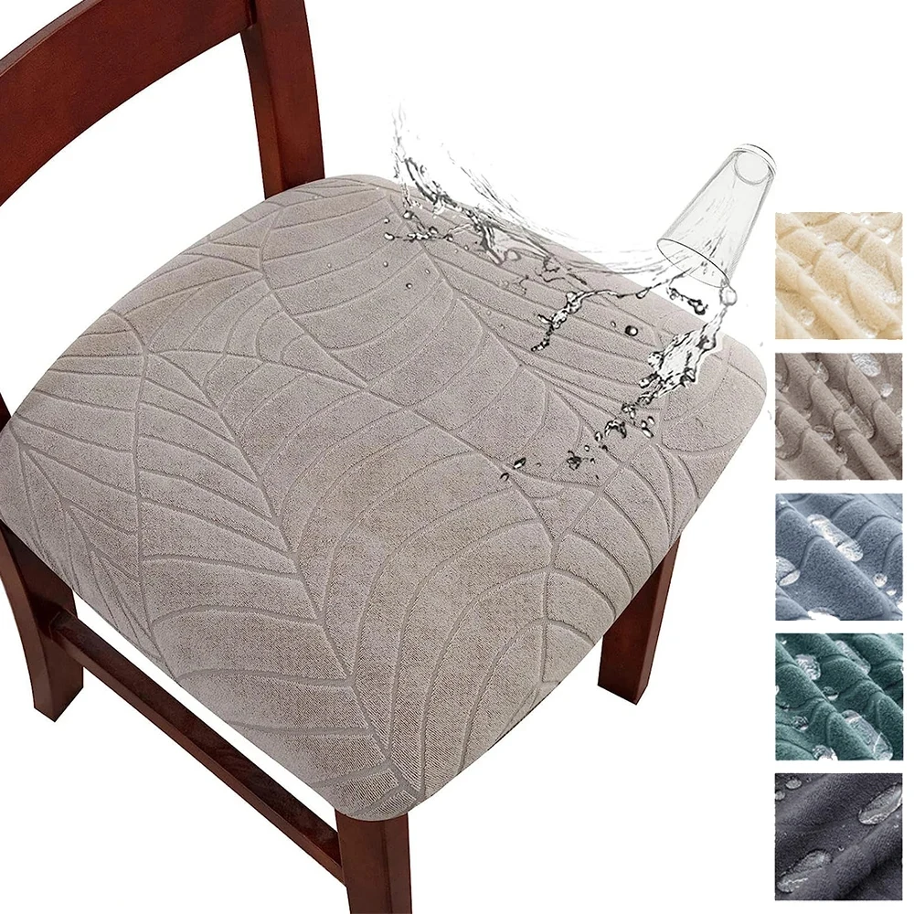 Funda impermeable para asiento de silla, funda elástica de Jacquard para silla, comedor, extraíble, antisuciedad, sin respaldo, 1 Uds.