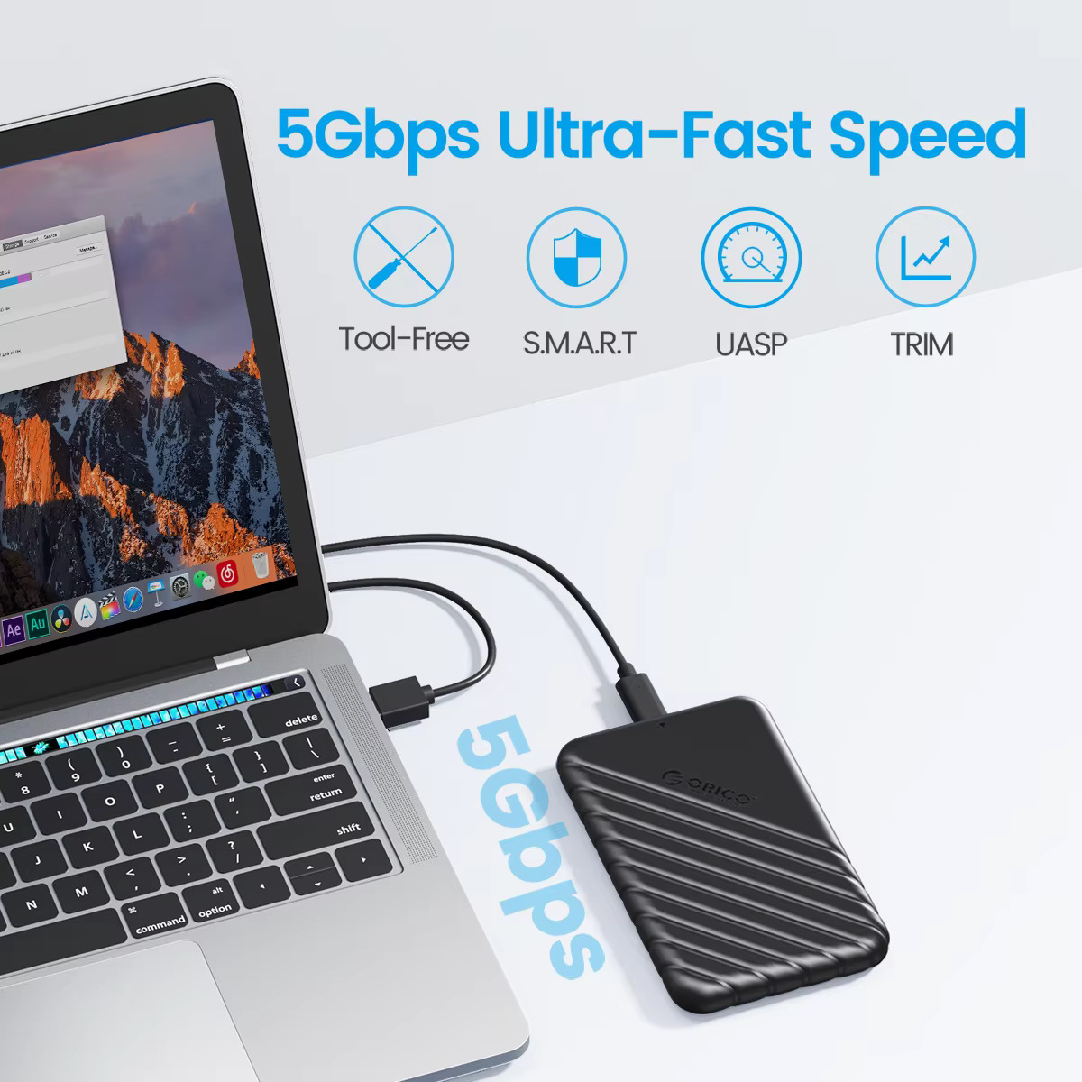 ORICO-Boîtier de stockage externe pour ordinateur portable, MicroB USB 3.0, 2.5 pouces, HDD, SATA 5Gbps, SSD, prise en charge UASP