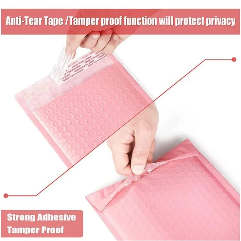 10 stks Composiet Parelmoer Film Bubble Bag Roze Kledingstuk Verpakking Express Bag Verdikte Envelop Schuim Waterdichte Bubble Bag