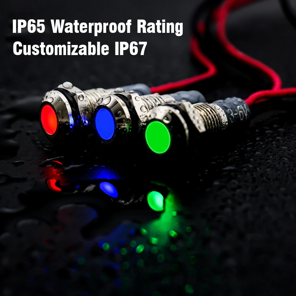 1PC IP65 6mm LED Waterproof Metal Indicator Light Signal Lamp With Wire 5V 12V 24V 220V Red/Yellow/Blue/Green/White Metal Button