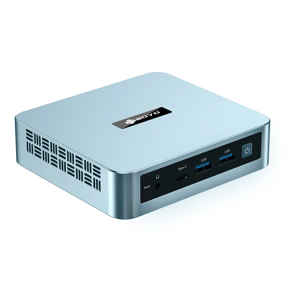 Mini PC SOYO M2 Plus V1 z procesorem Intel 12. generacji N100, Windows 11 Pro, 16 GB DDR4, 512 GB SSD, obsługa WiFi5, mini komputer stacjonarny.