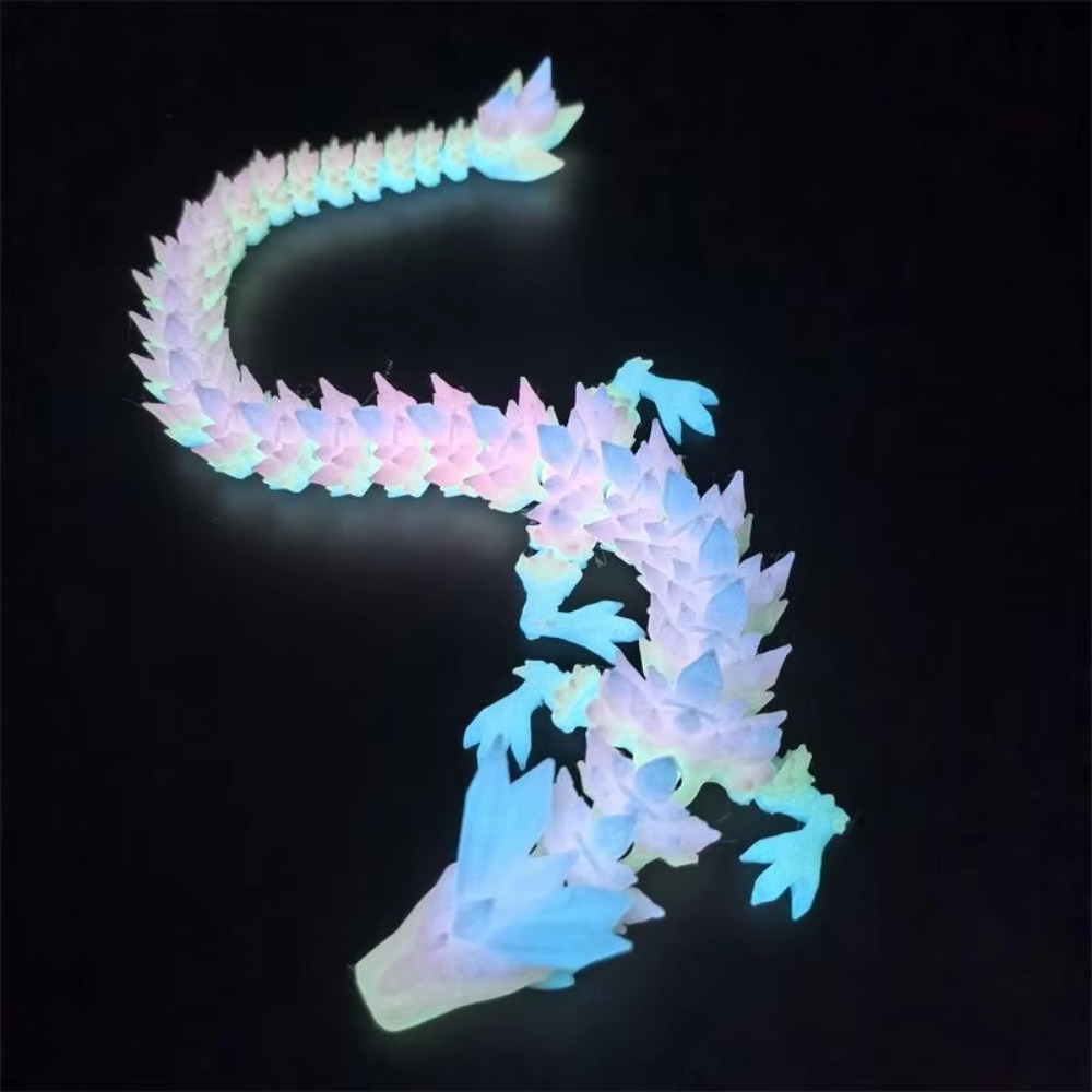 ของเล่นส่องสว่าง 3D พิมพ์มังกรเรืองแสงใน Dark Flying Dragon หมุนได้ Articulated Wing Dragons Home Office เครื่องประดับเด็กของขวัญ