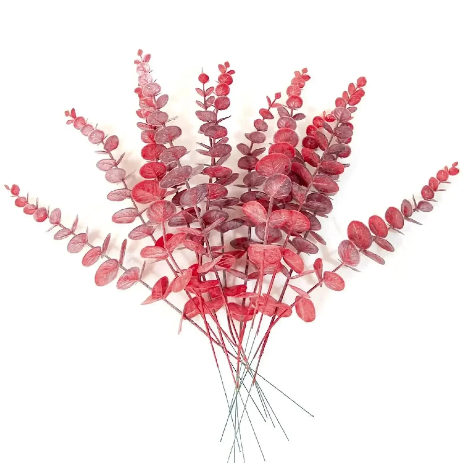 10pcs 인공 식물 유칼립투스 잎 홈 꽃 꽃다발 센터 피스 꽃 꽃다발 센터 피스에 대한 녹색 잎