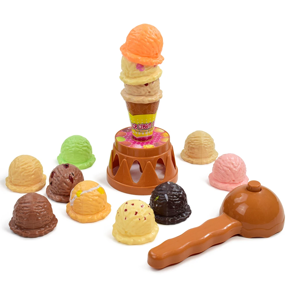 Juguete de cocina de comida de imitación para niños, juego apilable de helado, juguetes educativos para regalos de bebé
