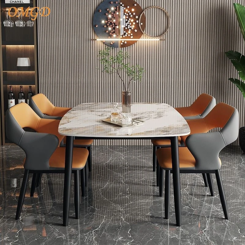 OMGD Light Luxury Backrest Simple Dining Table And Chairs High-grade Tea Table Chairs Negotiation Chairs Light Luxury Chairs