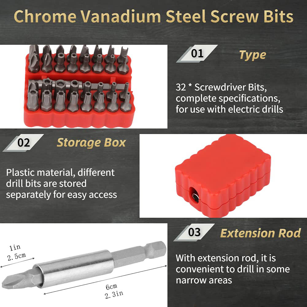 Conjunto de chave de fenda oca 33 em 1 com haste de extensão magnética phillips torx chave de fenda bits ferramenta de reparo manual para pequenos espaços diy