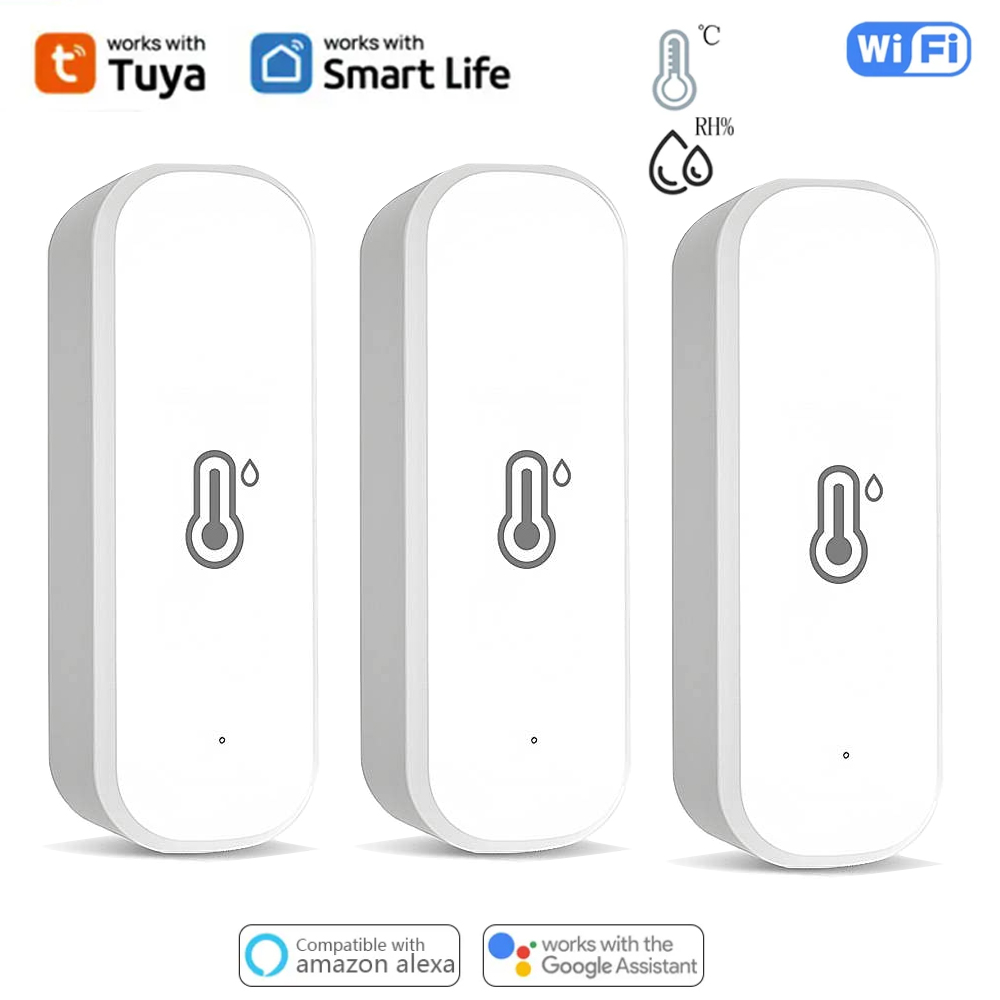 Tuya wifi sensor de umidade temperatura vida inteligente app controle casa nenhum hub necessário alimentado por bateria trabalho com alexa google casa
