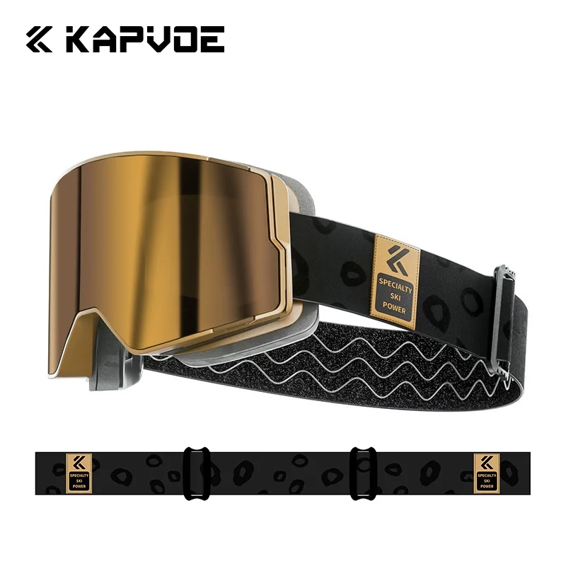 Kapvoe óculos de esqui antiembaçante, camada dupla, para homens e mulheres, snowmobile, esporte ao ar livre, neve, snowboard, lentes magnéticas, novo