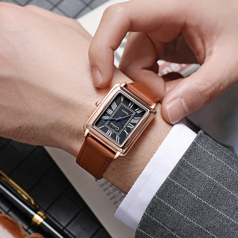 Reloj de pulsera de cuarzo para hombre de moda con correa de cuero