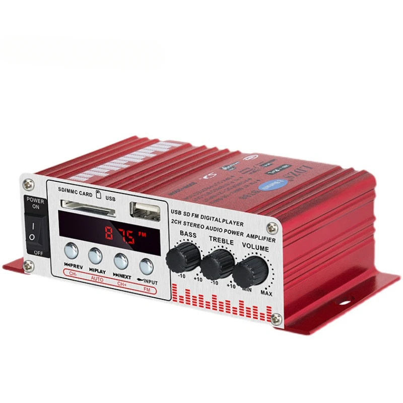 Miniamplificador de potencia Bluetooth para el hogar, de 12V dispositivo pequeño, tarjeta enchufable, disco U, Radio FM, Hifi, familiar