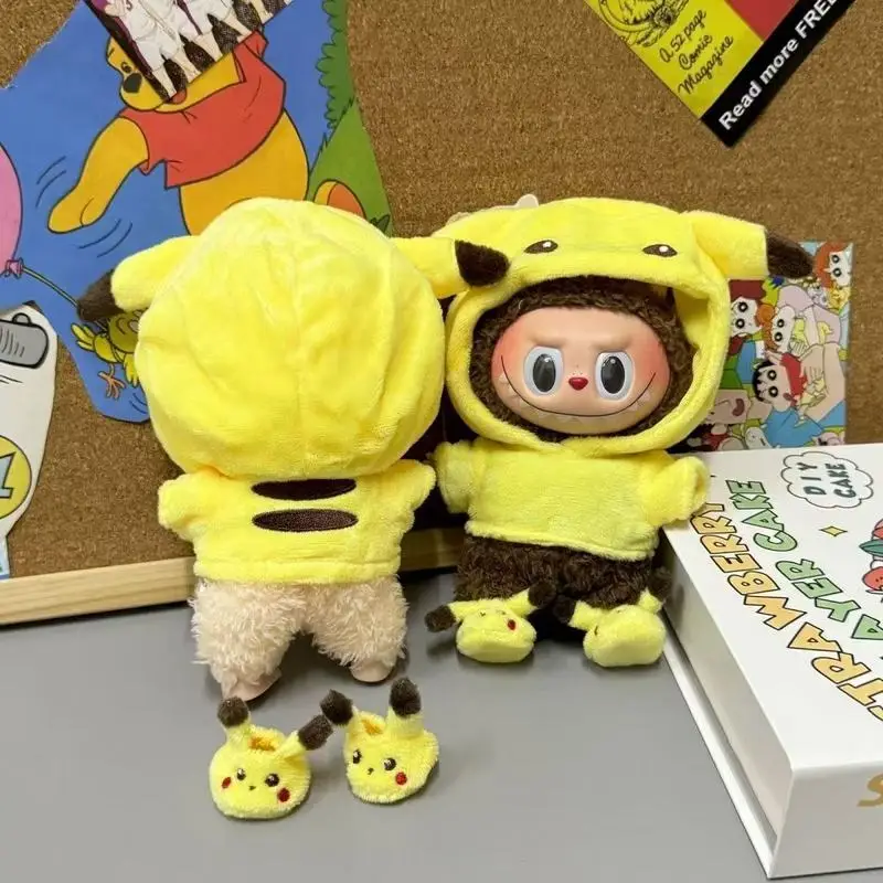 Neue Mini Plüsch Puppe Kleidung Set Nette Pikachu Anzug Cartoon 17 cm Labubu Vinyl Puppe Kpop Idol Puppe Kleidung Zubehör