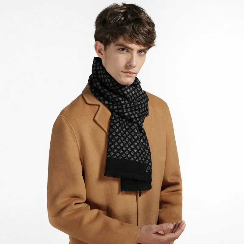 Bufanda de Cachemira a cuadros de invierno de marca de lujo para hombre, bufandas cálidas a cuadros para el cuello, bufandas de negocios para hombre, bufanda navideña para hombre
