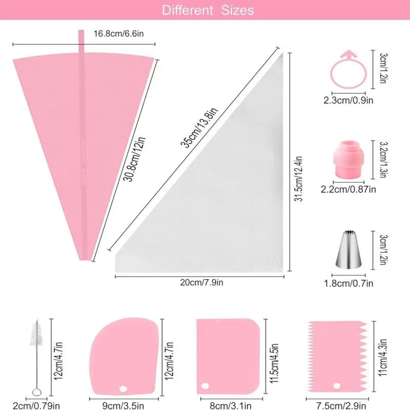 Spuitzakken en tips Set Cake DIY-decoratieset met roestvrijstalen mondstuk Herbruikbare siliconen gebakstaartdecoratiegereedschappen