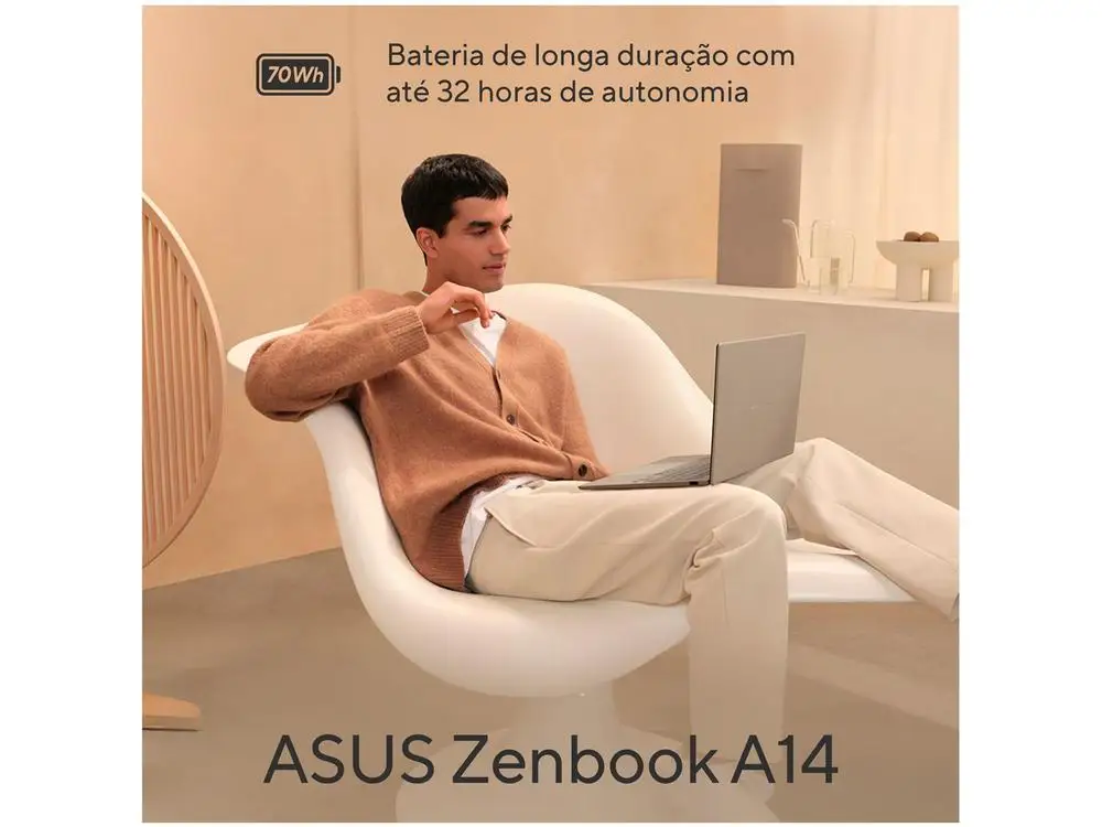 Notebook ASUS Zenbook A14 UX3407QA-QD391W Qualcomm Snapdragon 1TB SSD 32GB RAM 14" Windows 11