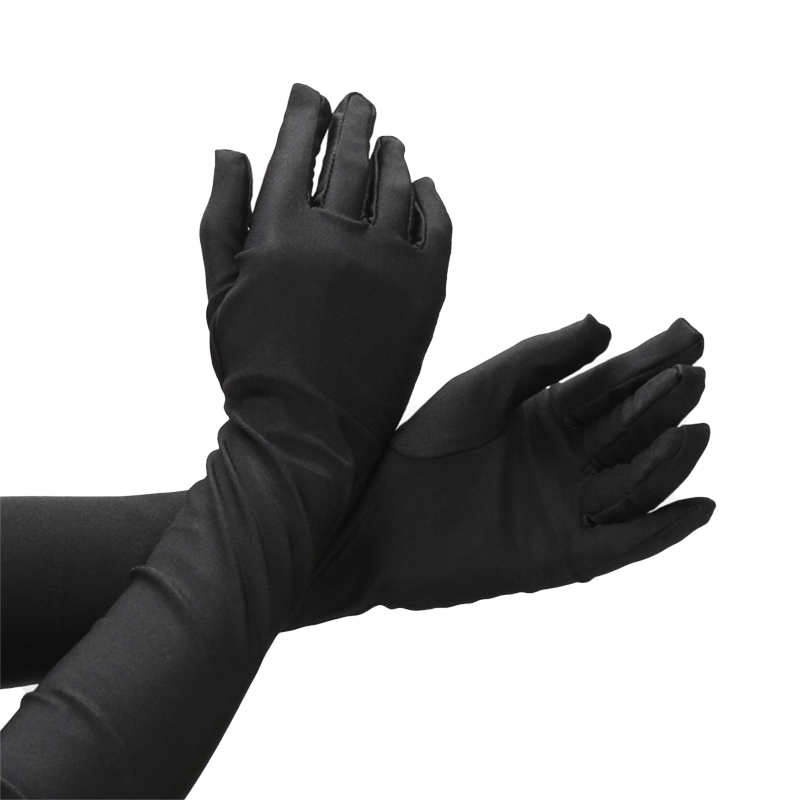Women Long Gloves Finger Elbow Protection Opera Evening Party Prom Costume Adult Fashion Accessories Breathable Black Mittens