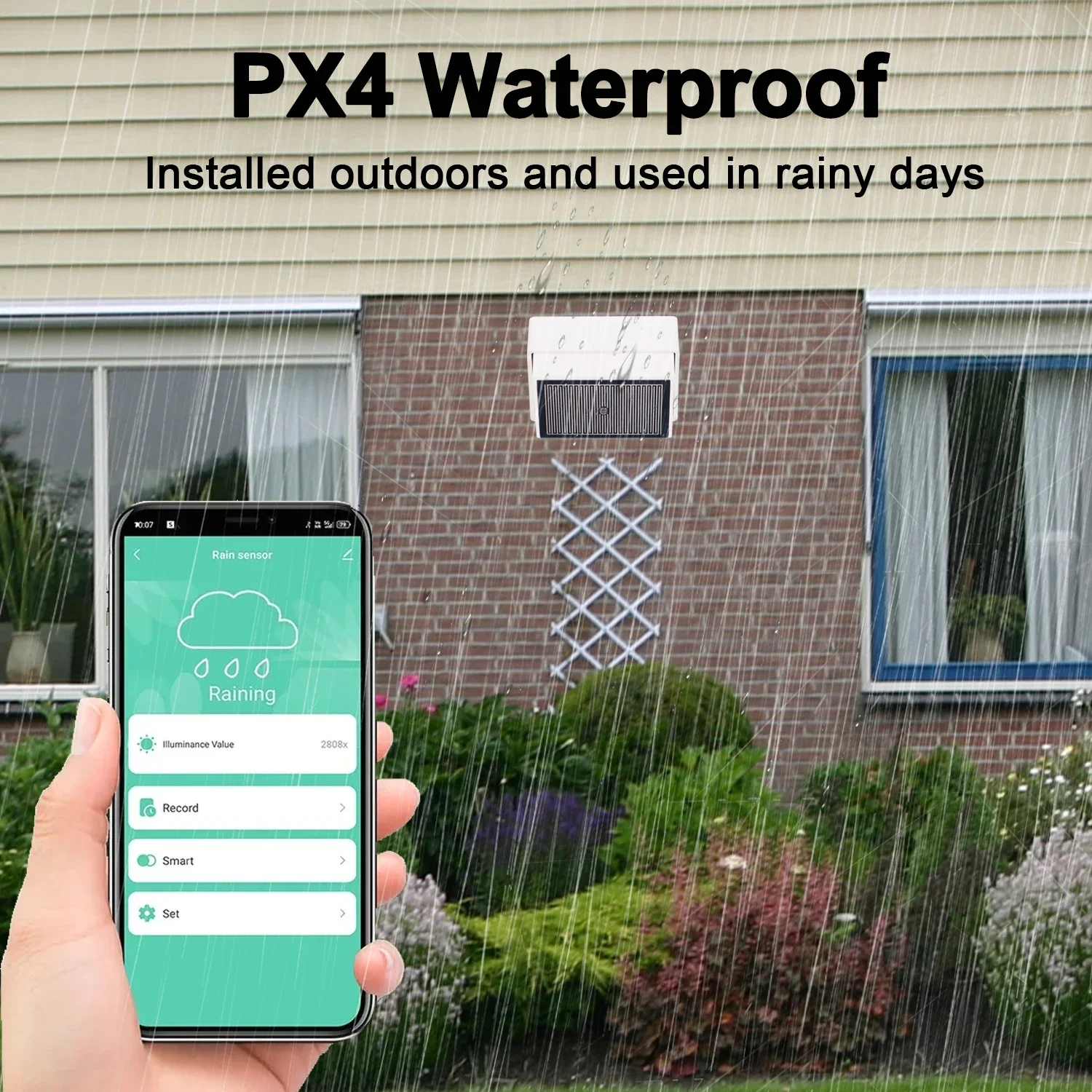 Sensor de detecção de gotas de chuva tuya zigbee com detector de luz ipx4, à prova d'água, suporte para água da chuva, assistente doméstico zigbee2mqt