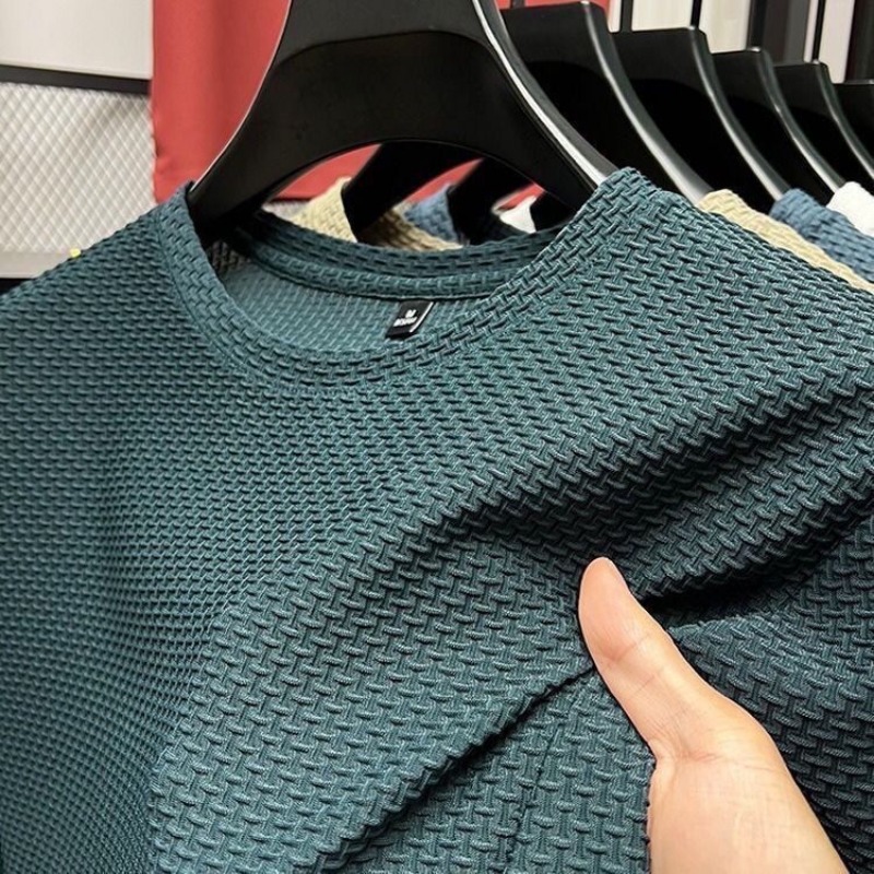 Letnie koszulki z dekoltem w szpic Mężczyźni Ice Silk Mesh Oddychająca koszulka z półrękawkiem w jednolitym kolorze Cienkie, codzienne, szybkoschnące koszulki z krótkim rękawem