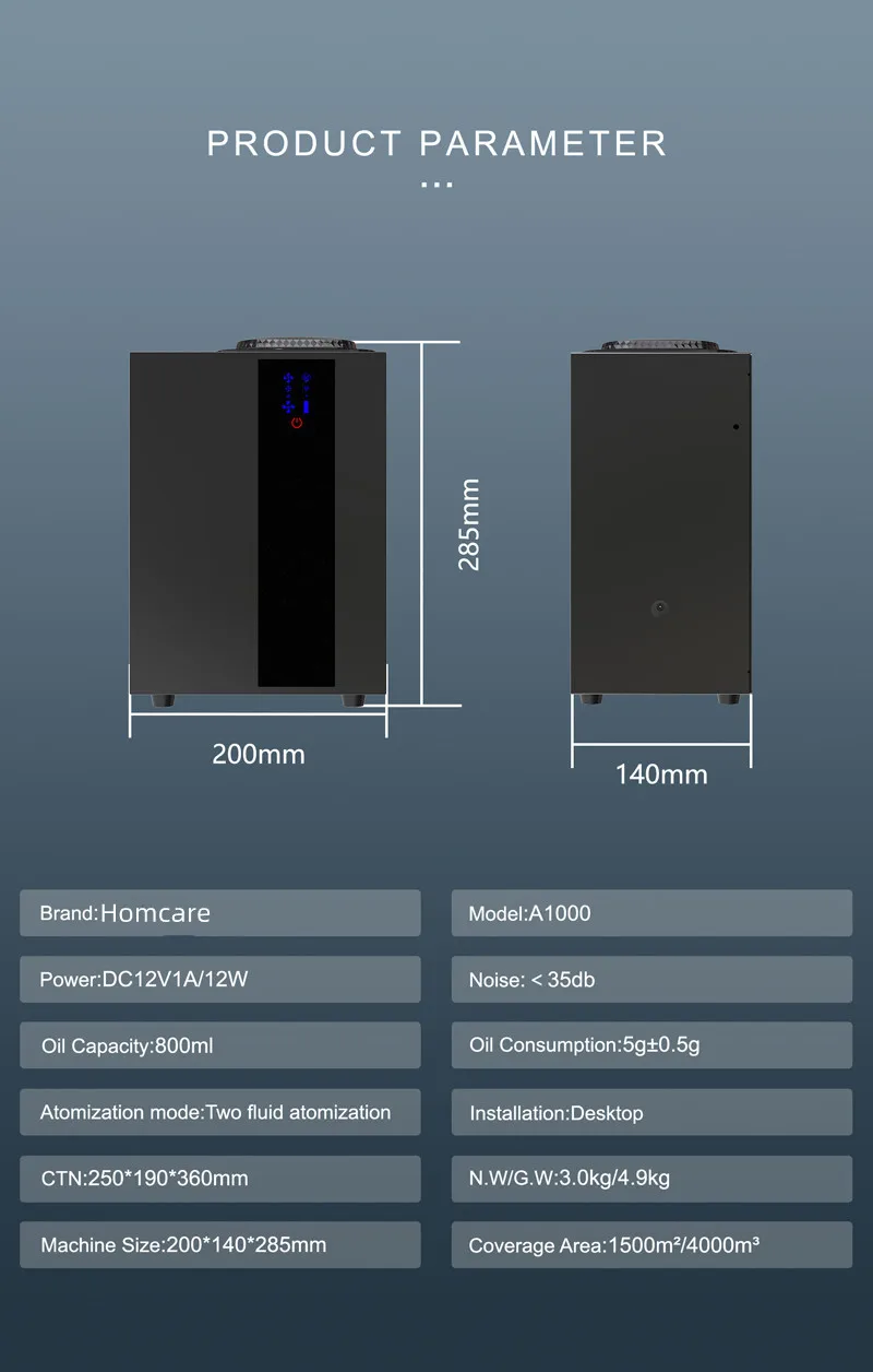HC-A1000 China difusor de aroma elétrico 800ml máquina de perfume inteligente Difusor de óleo essencial com WIFI 4G