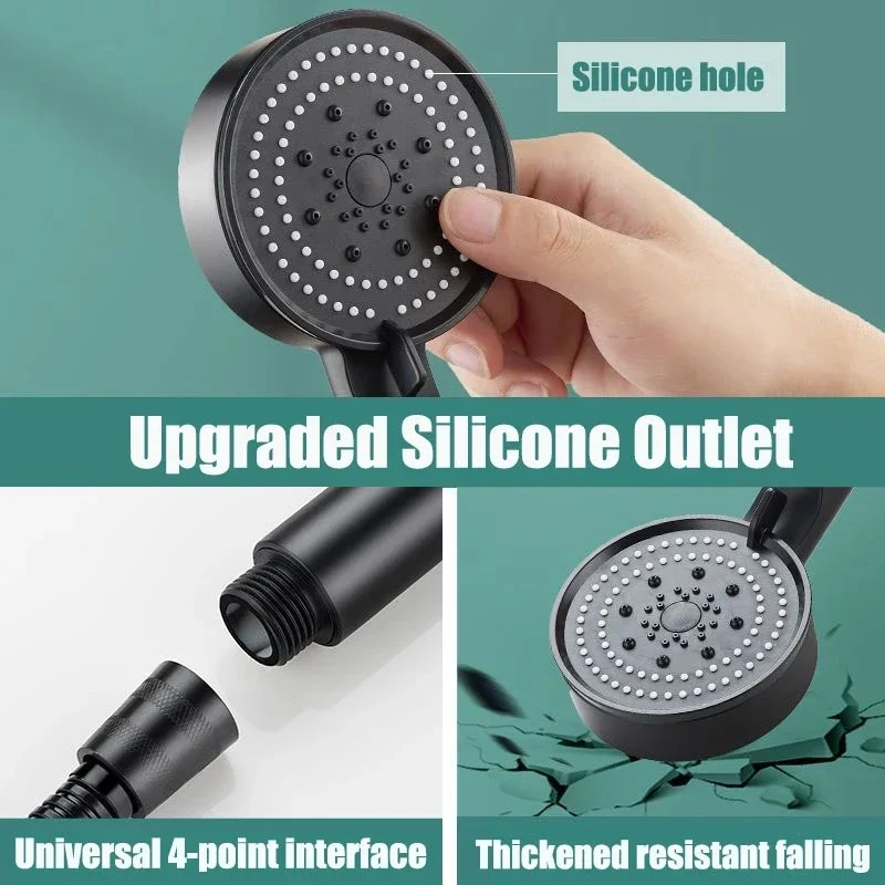 Nero 5 modalità soffione doccia regolabile ad alta pressione soffione doccia a risparmio idrico soffione doccia con massaggio ad acqua accessori per il bagno