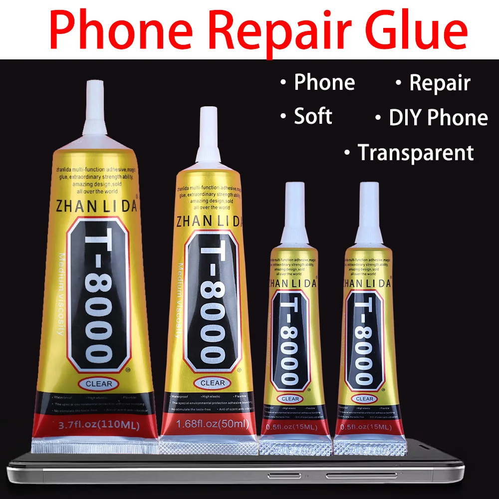 15/50/110ML Trasparente T8000 Colla Trasparente Riparazione Del Telefono Gioielli Artigianali In Fibra Componente Elettronico Contatto Adesivo T-8000 Sigillante