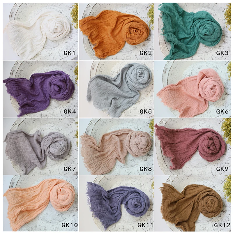 Seersucker Wrap ทารกแรกเกิดการถ่ายภาพ Props ผ้าฝ้ายนุ่มผ้าห่มเด็ก Swaddle ทารกสตูดิโอถ่ายภาพตะกร้าฉากหลังอุปกรณ์เสริม