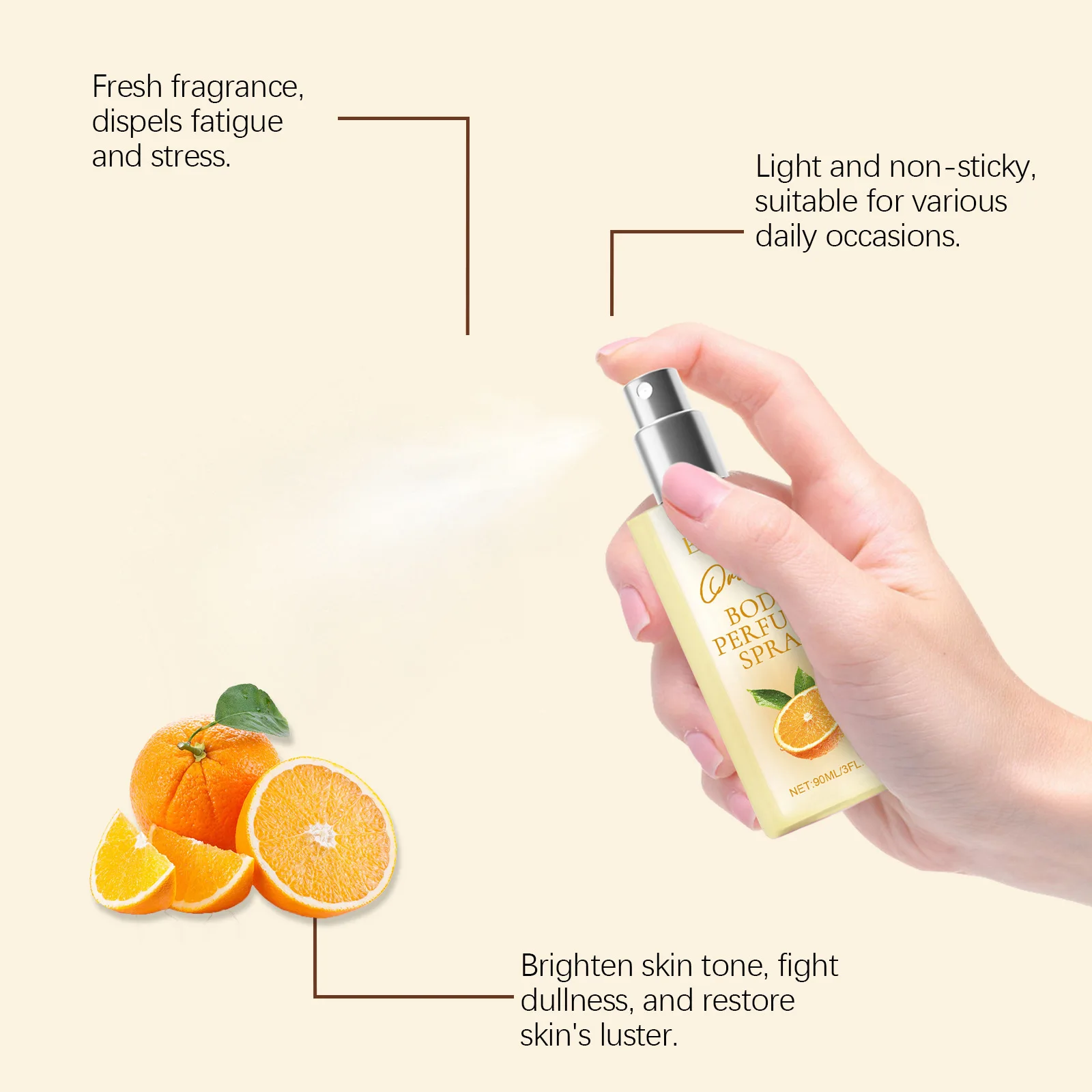 EELHOE-Perfume corporal de naranja para mujer, fragancia de naranja, fragancia ligera y fresca de larga duración, Perfume en aerosol de feromonas, 90ml