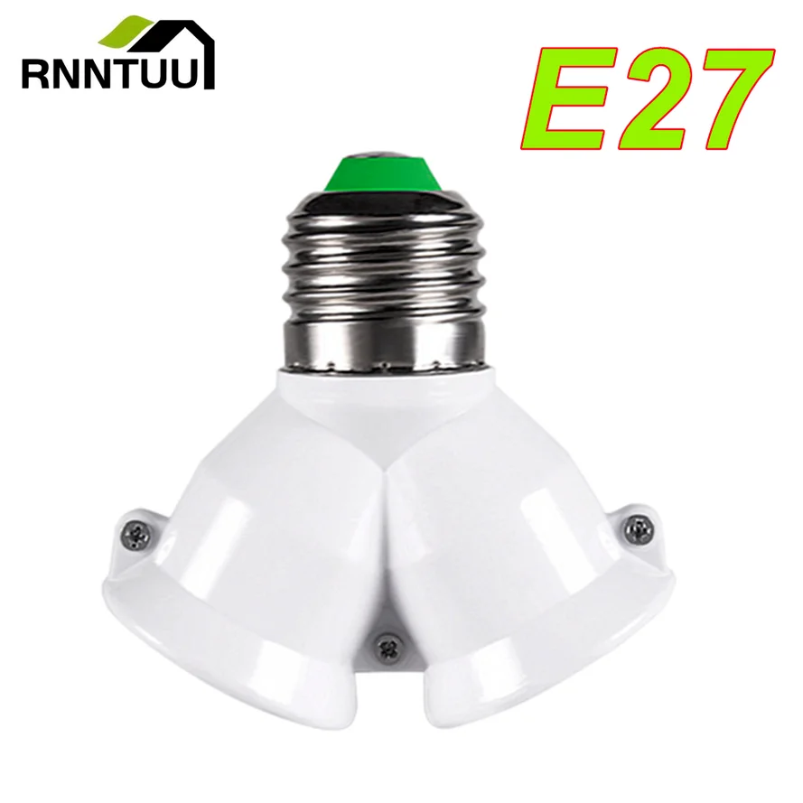 RnnTuu-Base de bombilla LED E27, adaptador divisor E27 a 2-E27, portalámparas E27, alta calidad