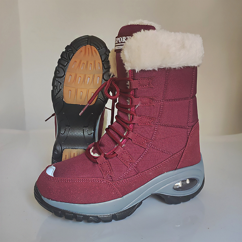 Damen-Schneestiefel, Schwarz, modischer Stil, warme und plüschige Wanderstiefel mit rutschfestem Design, ein Muss für den Winter 2024