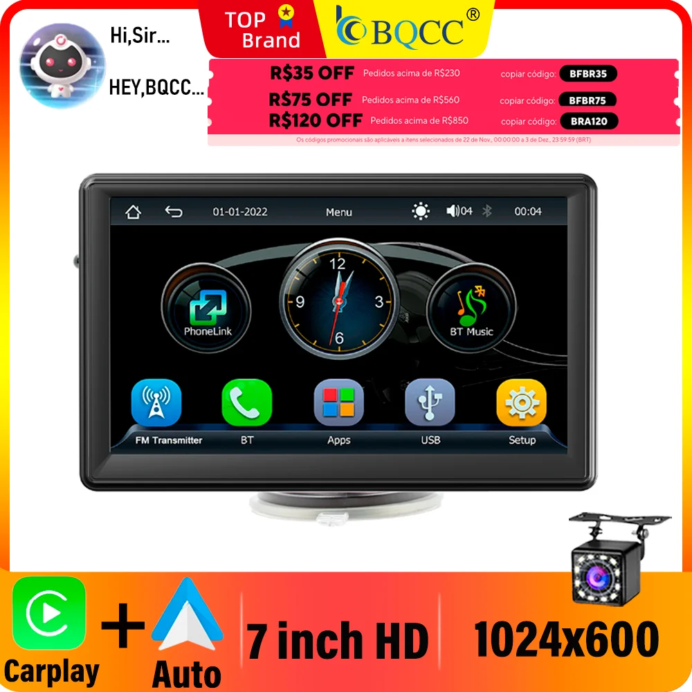 Universal 7inch Car Radio Multimedia Video Player Wireless Carplay And Wireless Android Auto Touch Screen Sun Visor B500