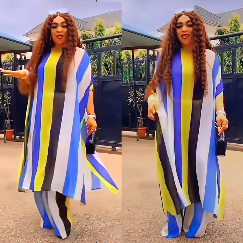 2-częściowy zestaw damski Dashiki African Clothes Wiosna Jesień Nowa moda 3/4 rękaw Top i spodnie Garnitur High Street Lady Chic Sets