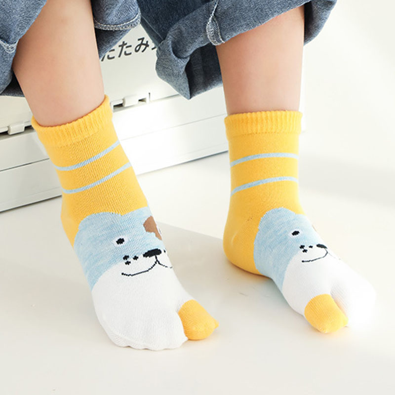 5 pares nuevo estilo niños calcetines Tabi de dos dedos para niños estudiantes niños niñas dibujos animados Animal puro algodón suave Split Thumb Toe calcetines